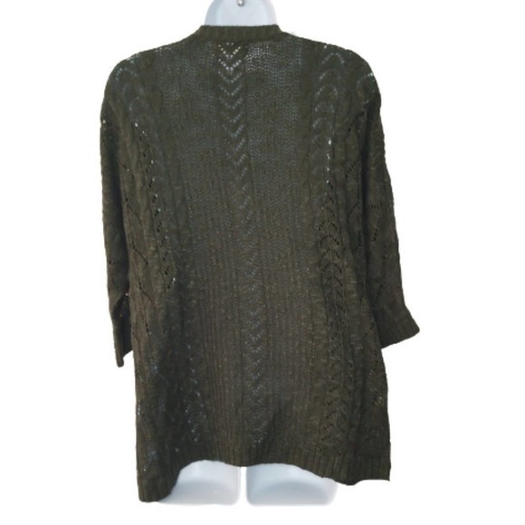 Pink Republic Open Knit Green Cardigan Small‎ 3/4 Sleeve - Picture 3 of 7